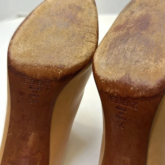 Vetements Demna Gvasalia High Heel Shoe Open Back Heeled Mules Tan Brown Size 36 - Picture 10 of 11
